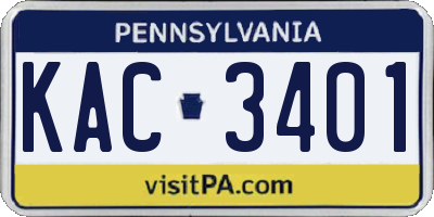 PA license plate KAC3401