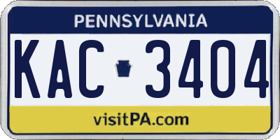 PA license plate KAC3404