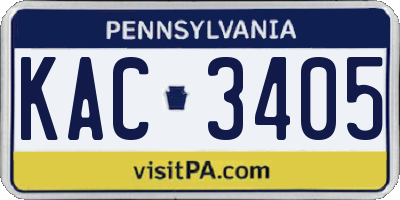 PA license plate KAC3405