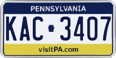 PA license plate KAC3407