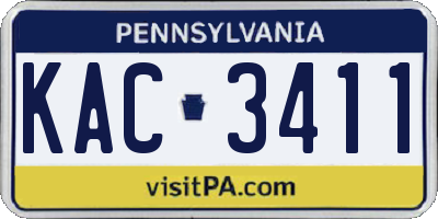 PA license plate KAC3411