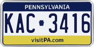 PA license plate KAC3416