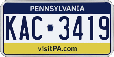 PA license plate KAC3419