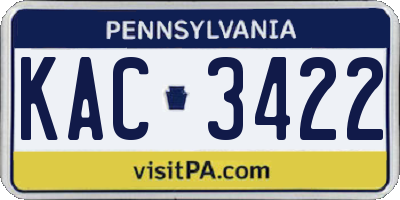 PA license plate KAC3422