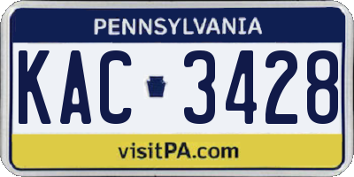 PA license plate KAC3428