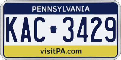 PA license plate KAC3429