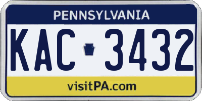PA license plate KAC3432