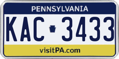 PA license plate KAC3433