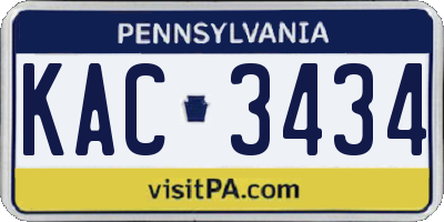 PA license plate KAC3434