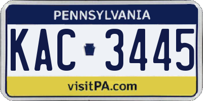 PA license plate KAC3445