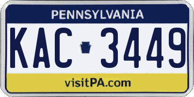 PA license plate KAC3449