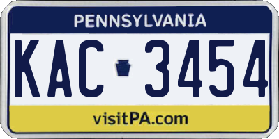 PA license plate KAC3454