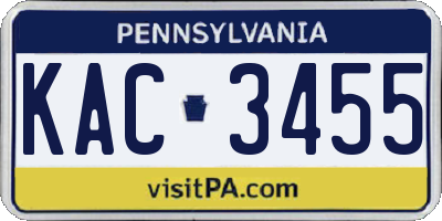 PA license plate KAC3455