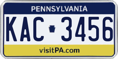 PA license plate KAC3456