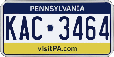 PA license plate KAC3464
