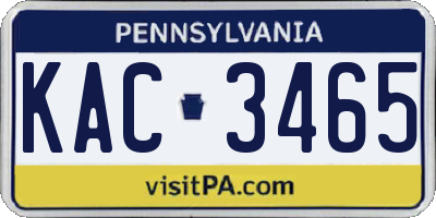 PA license plate KAC3465