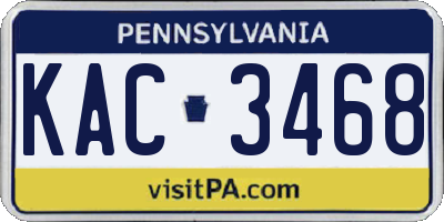 PA license plate KAC3468