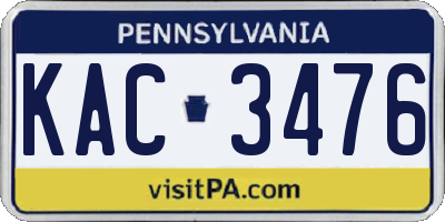 PA license plate KAC3476