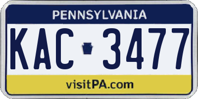 PA license plate KAC3477