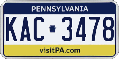 PA license plate KAC3478