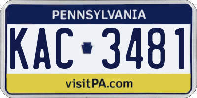 PA license plate KAC3481