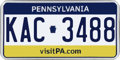 PA license plate KAC3488