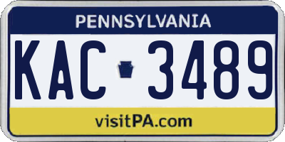 PA license plate KAC3489