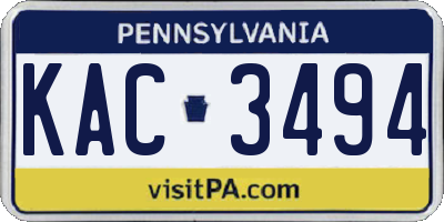 PA license plate KAC3494