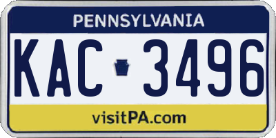 PA license plate KAC3496
