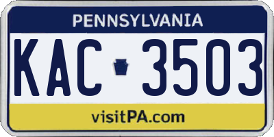 PA license plate KAC3503