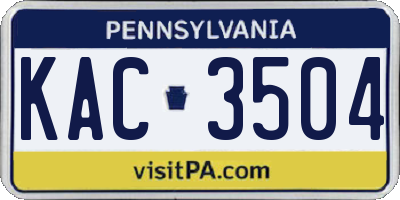 PA license plate KAC3504