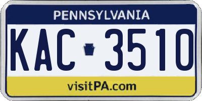 PA license plate KAC3510
