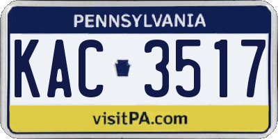 PA license plate KAC3517