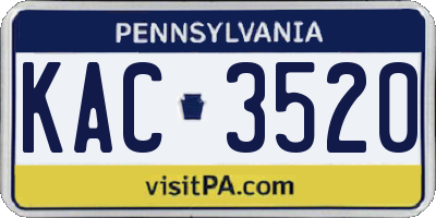 PA license plate KAC3520