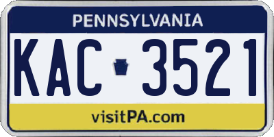 PA license plate KAC3521