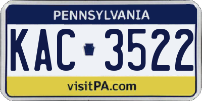 PA license plate KAC3522