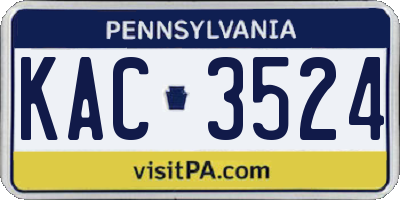 PA license plate KAC3524