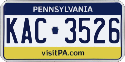 PA license plate KAC3526