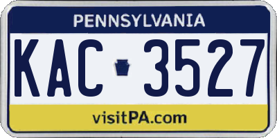 PA license plate KAC3527