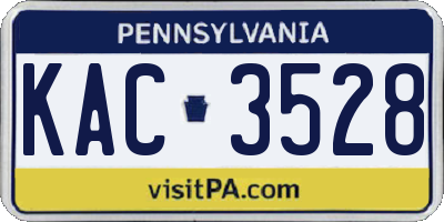 PA license plate KAC3528