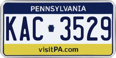 PA license plate KAC3529