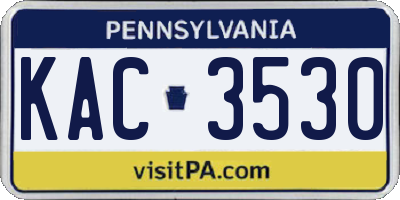 PA license plate KAC3530