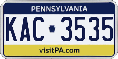 PA license plate KAC3535