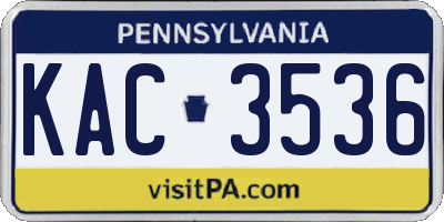 PA license plate KAC3536