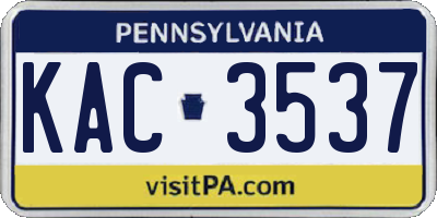 PA license plate KAC3537