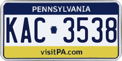 PA license plate KAC3538