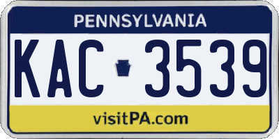 PA license plate KAC3539