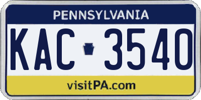 PA license plate KAC3540