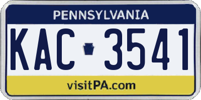 PA license plate KAC3541