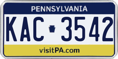 PA license plate KAC3542